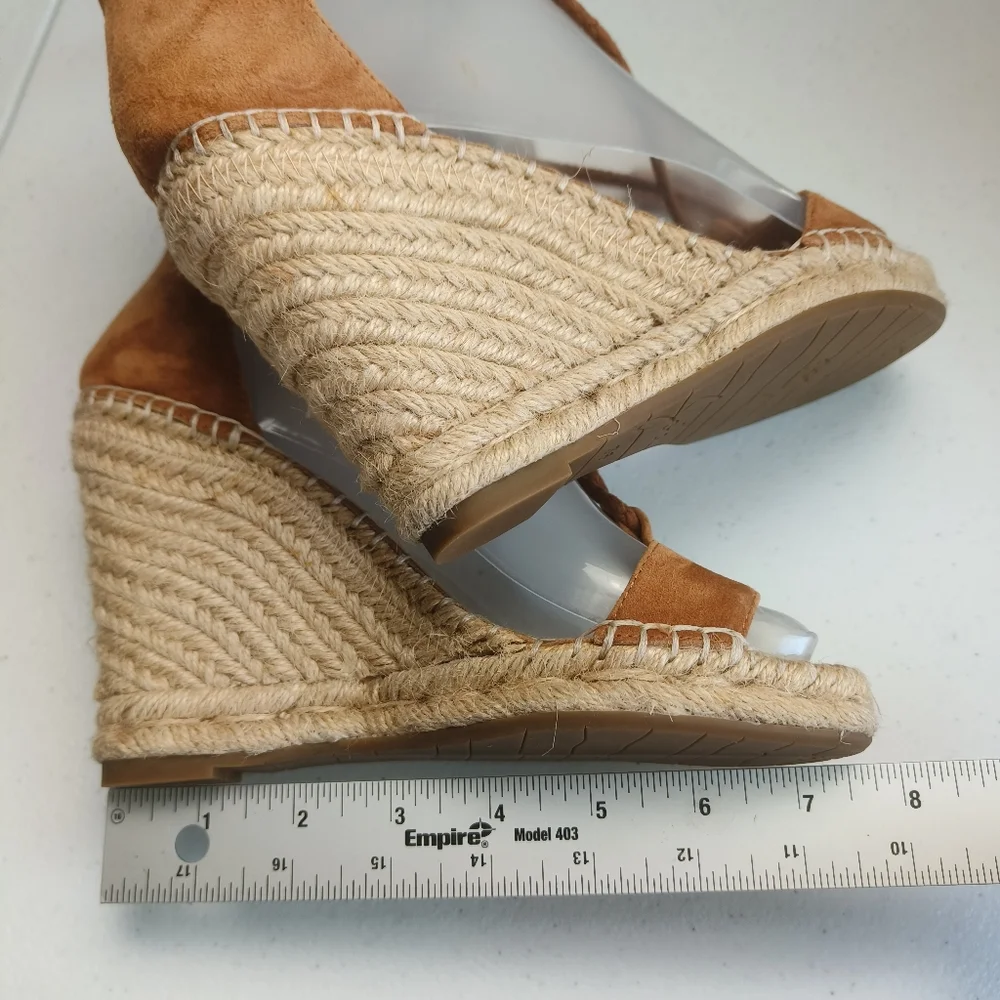 Joie light brown Phyllis suede leather wedge espadrille tie up sandals size 36 w